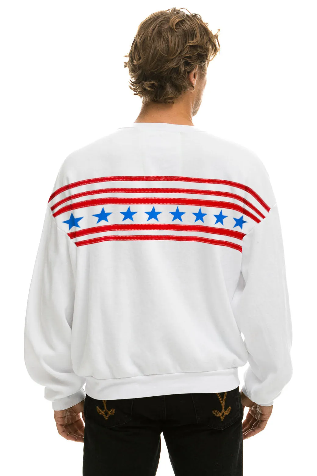 STARS RELAXED CREW SWEATSHIRT - WHITE // USA sold by Aviator Nation product image thumbnail 4