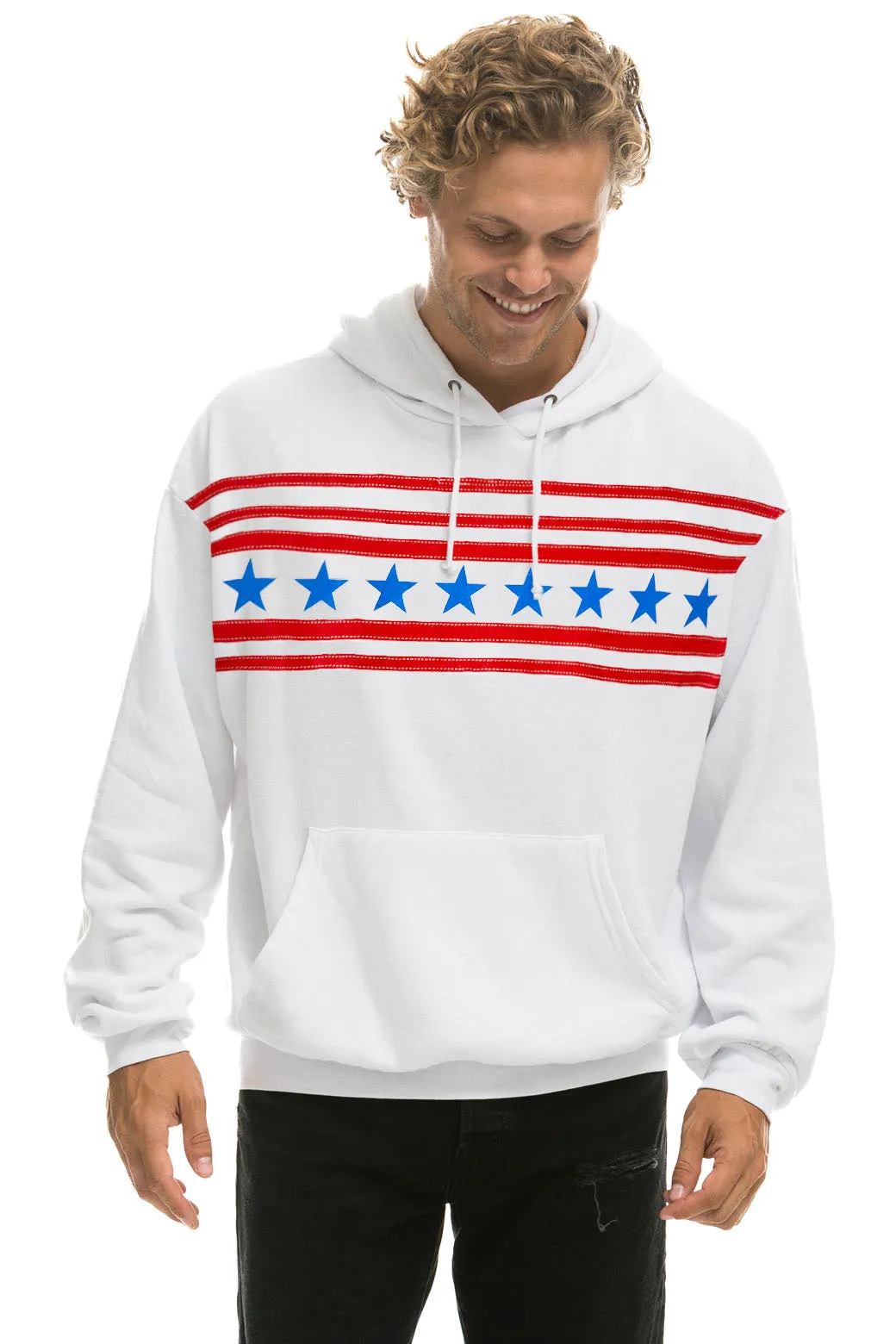STARS RELAXED PULLOVER HOODIE - WHITE // USA sold by Aviator Nation product image thumbnail 2