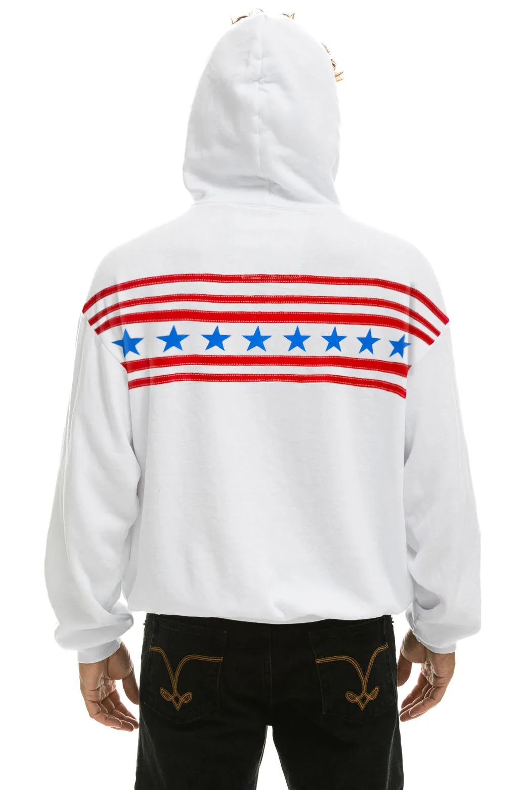 STARS RELAXED PULLOVER HOODIE - WHITE // USA sold by Aviator Nation product image thumbnail 4