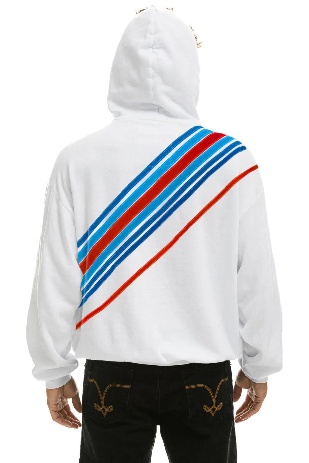 CROSS STRIPE STARS RELAXED PULLOVER HOODIE - WHITE // USA sold by Aviator Nation product image thumbnail 4