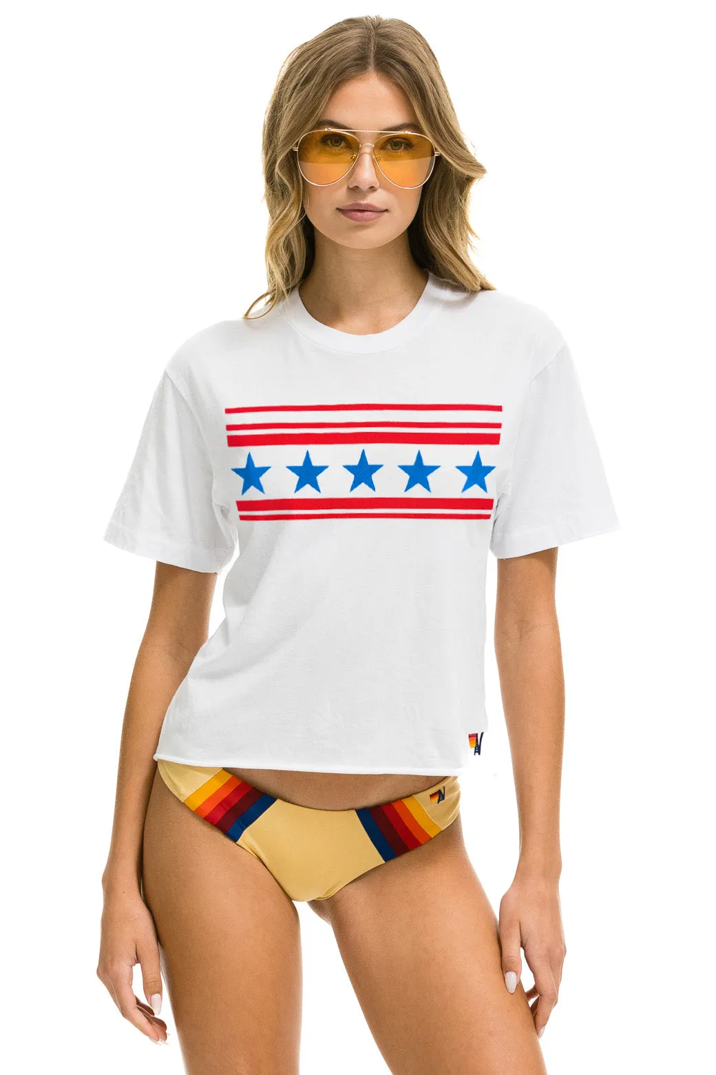STARS BOYFRIEND TEE - WHITE // USA sold by Aviator Nation