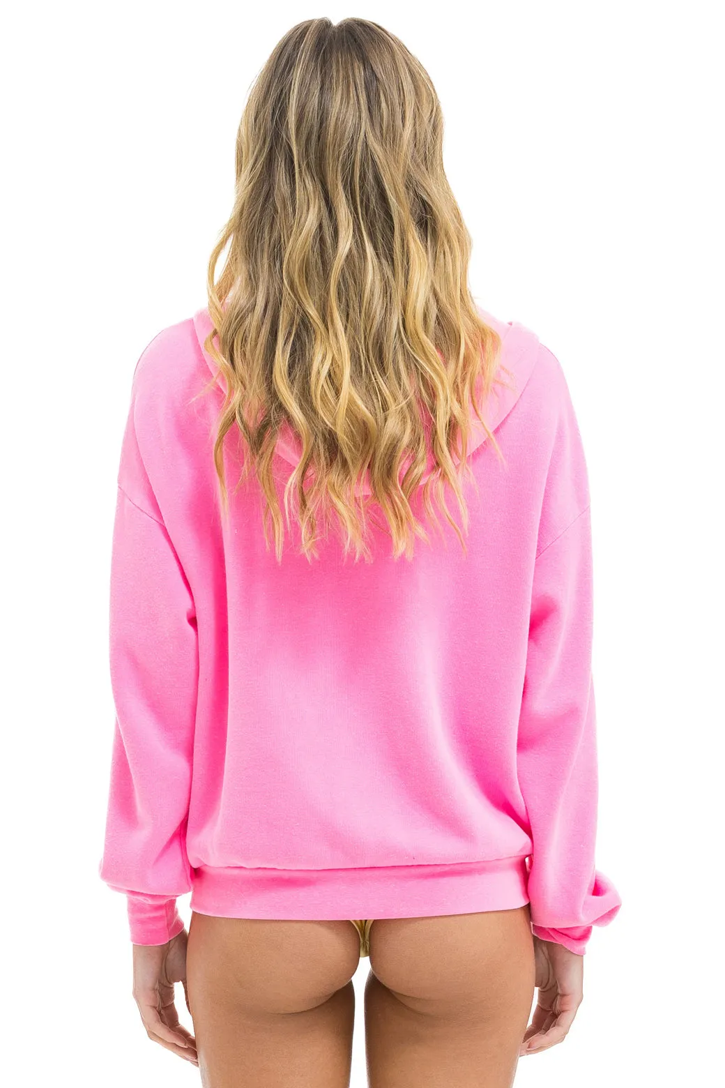 5 STRIPE RELAXED ZIP HOODIE - NEON PINK // NEON PINK sold by Aviator Nation product image thumbnail 4
