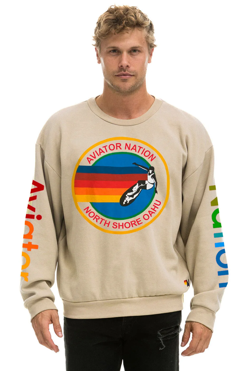 AVIATOR NATION NORTH SHORE RELAXED CREW SWEATSHIRT - SAND sold by Aviator Nation product image thumbnail 2