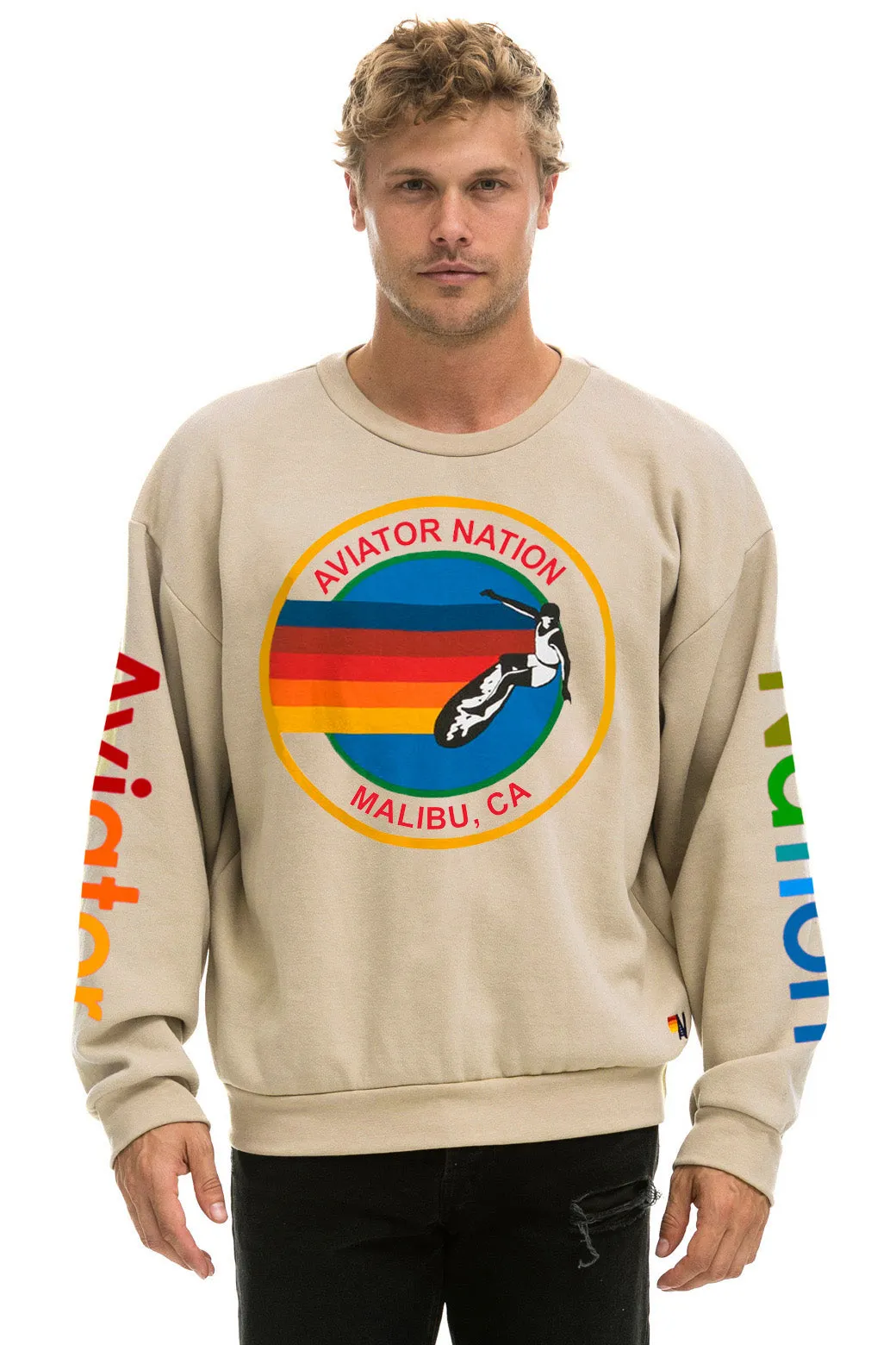 AVIATOR NATION MALIBU RELAXED CREW SWEATSHIRT - SAND sold by Aviator Nation product image thumbnail 2