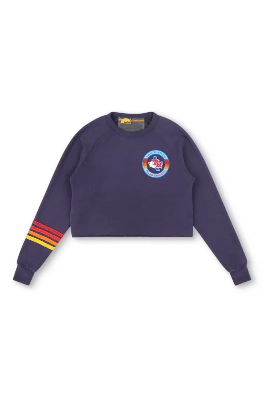 TEXAS RANGERS RUGBY STITCH CROPPED CREW SWEATSHIRT - NAVY sold by Aviator Nation