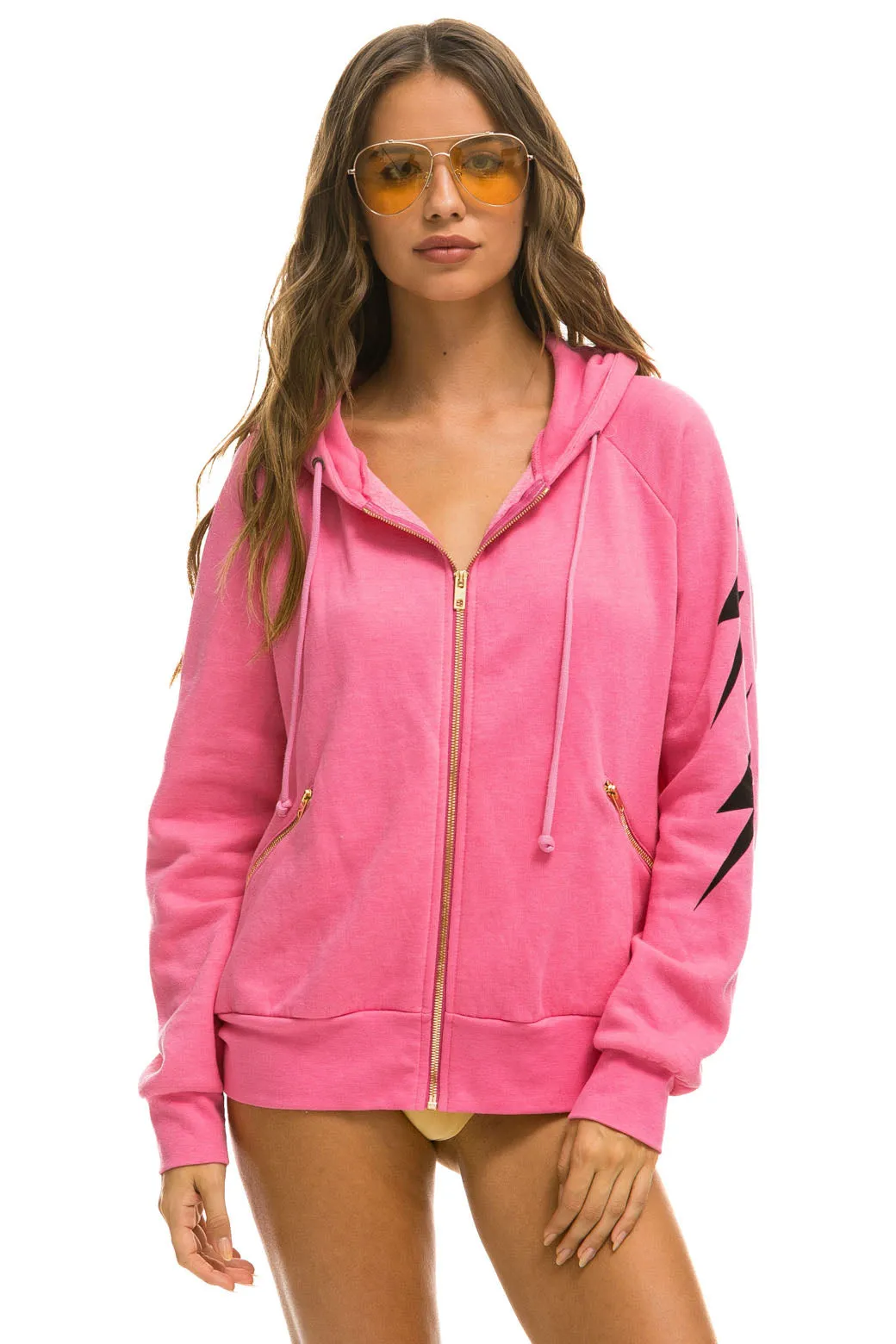 BOLT 4 RELAXED ZIP HOODIE WITH POCKETS - PARIS PINK sold by Aviator Nation product image thumbnail 3