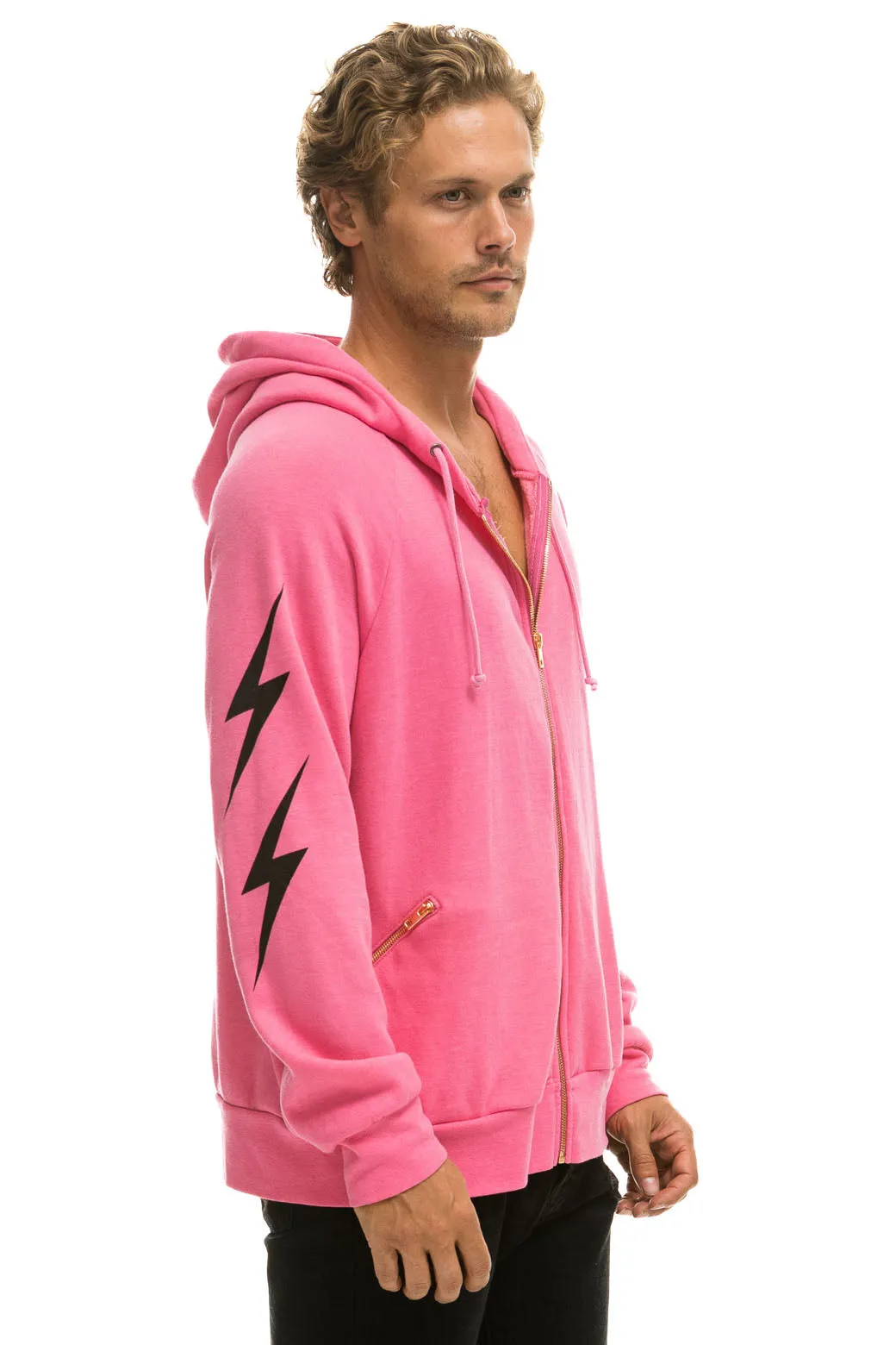 BOLT 4 RELAXED ZIP HOODIE WITH POCKETS - PARIS PINK sold by Aviator Nation product image thumbnail 2