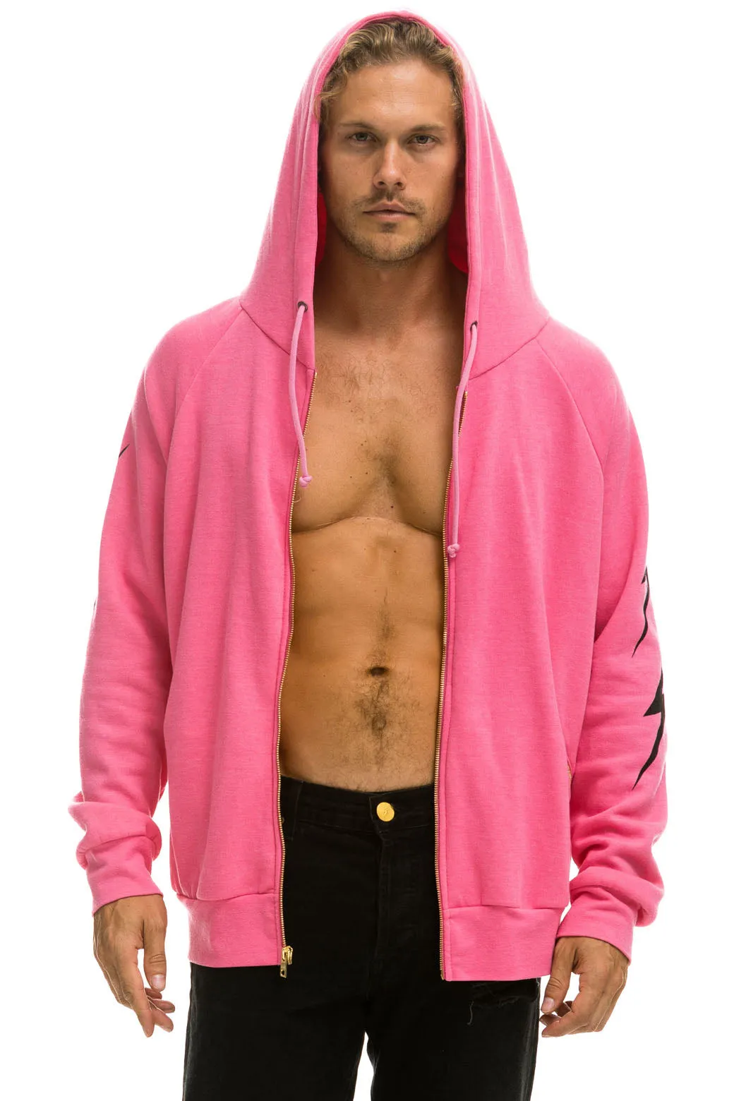 BOLT 4 RELAXED ZIP HOODIE WITH POCKETS - PARIS PINK sold by Aviator Nation product image thumbnail 4