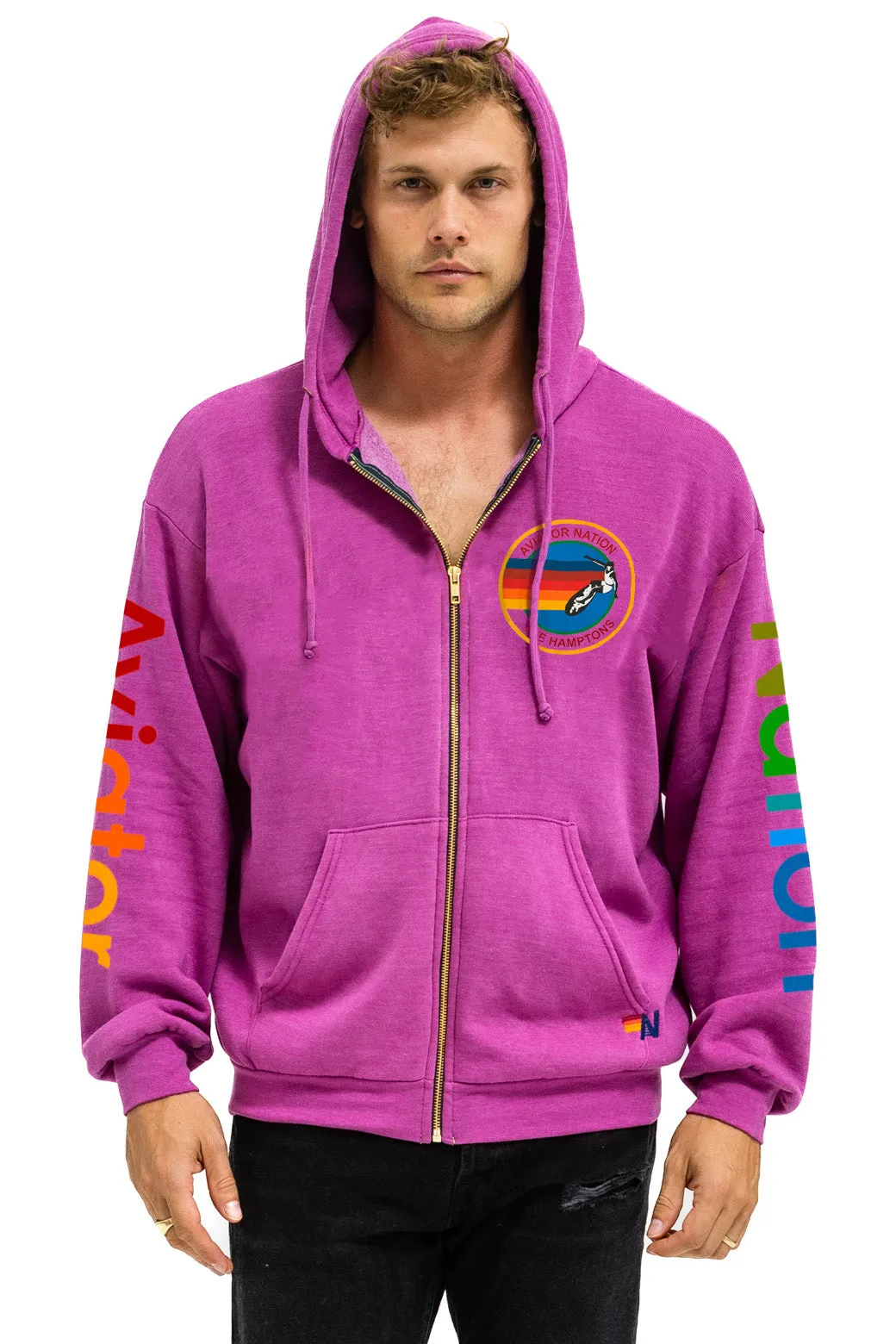 AVIATOR NATION HAMPTONS RELAXED ZIP HOODIE - MAGENTA sold by Aviator Nation product image thumbnail 2