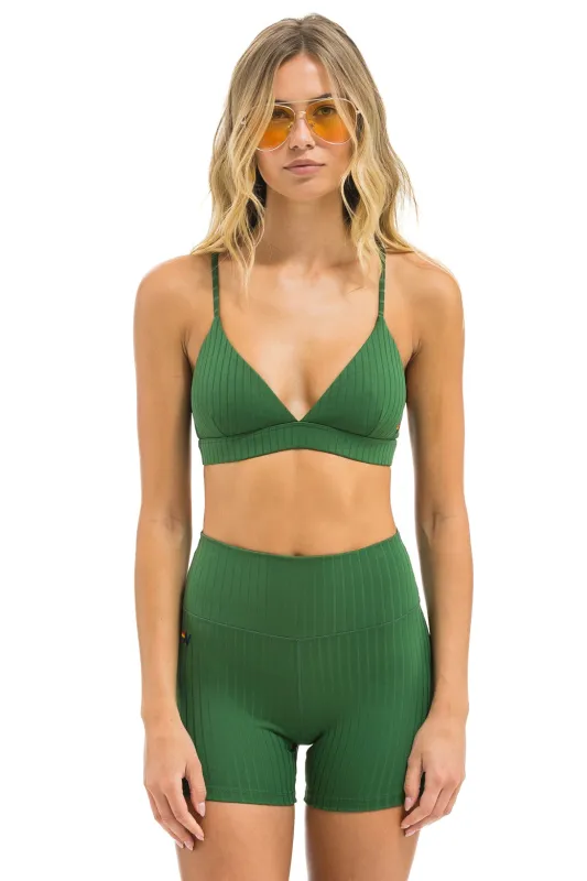 WIDE RIB TRIANGLE ADJUSTABLE SPORTS BRA - PALM sold by Aviator Nation