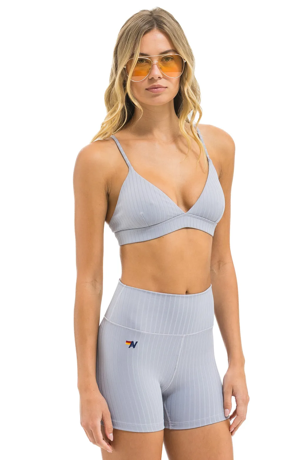 WIDE RIB TRIANGLE ADJUSTABLE SPORTS BRA - LIGHT GREY sold by Aviator Nation product image thumbnail 2