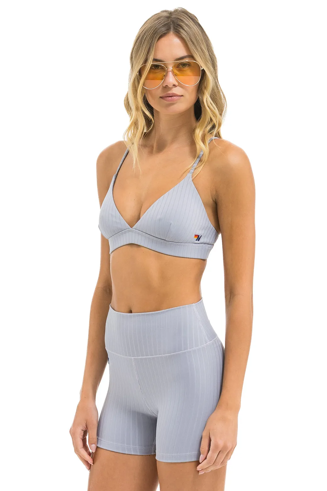 WIDE RIB TRIANGLE ADJUSTABLE SPORTS BRA - LIGHT GREY sold by Aviator Nation product image thumbnail 3