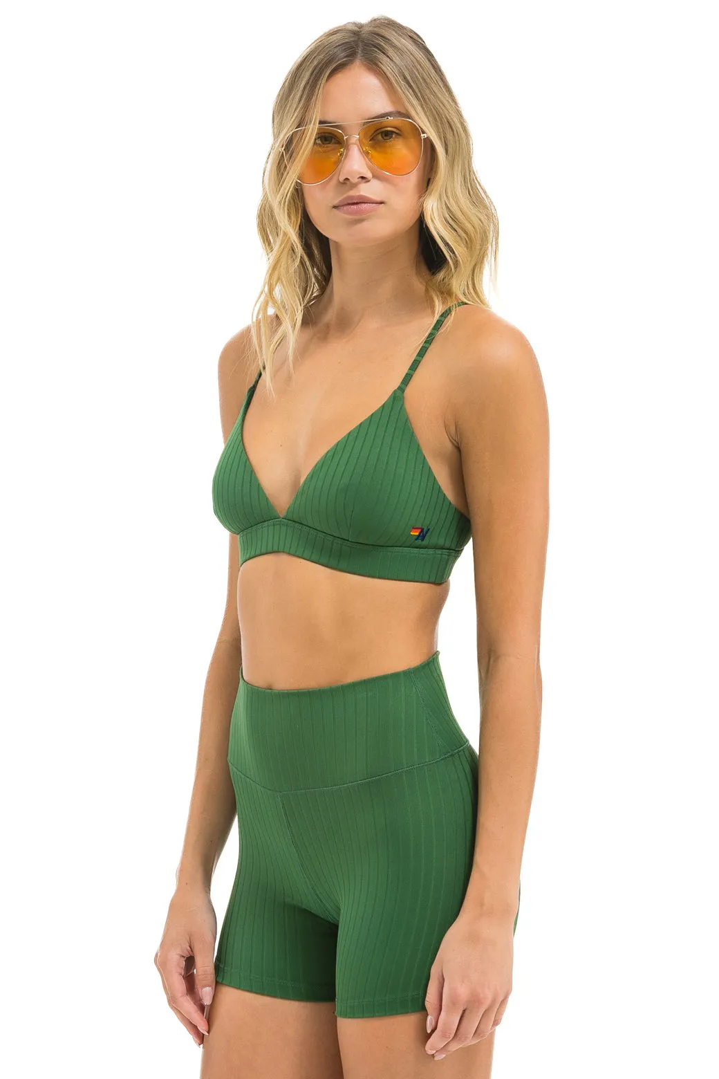 WIDE RIB TRIANGLE ADJUSTABLE SPORTS BRA - KELLY GREEN sold by Aviator Nation product image thumbnail 3