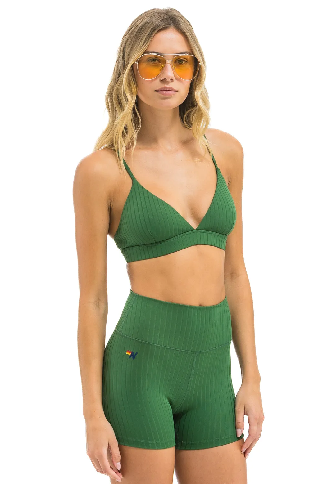 WIDE RIB TRIANGLE ADJUSTABLE SPORTS BRA - KELLY GREEN sold by Aviator Nation product image thumbnail 2