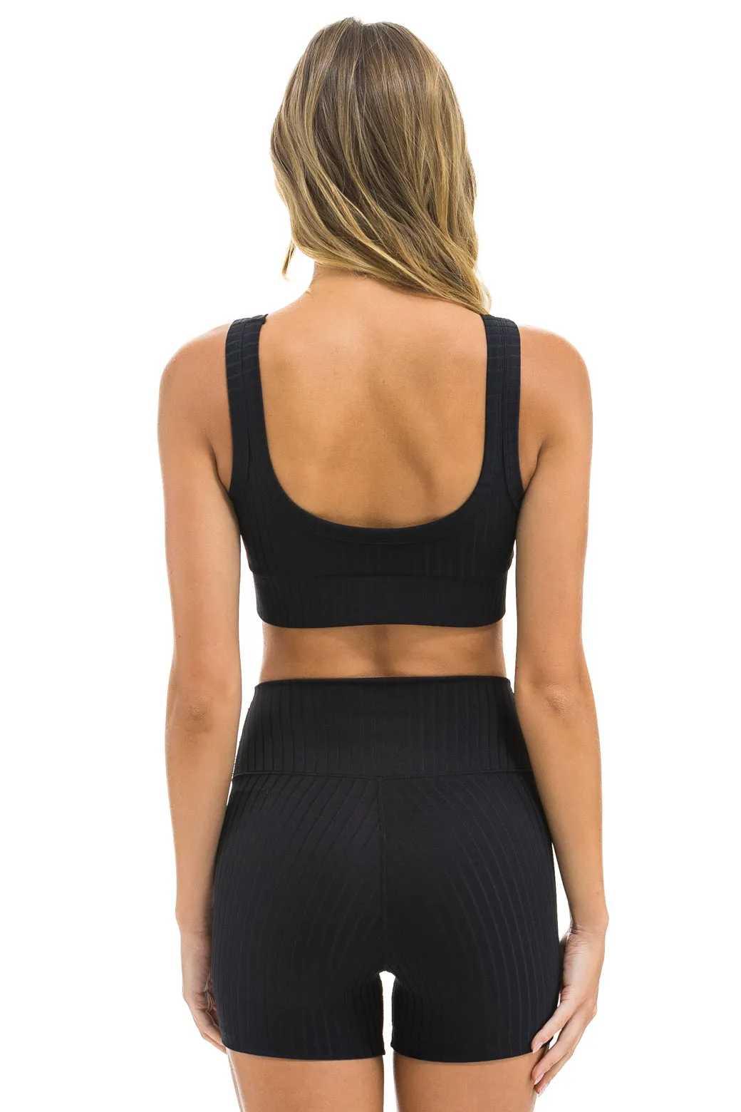 WIDE RIB WOMEN'S SCOOP BACK SPORTS BRA - BLACK sold by Aviator Nation product image thumbnail 3