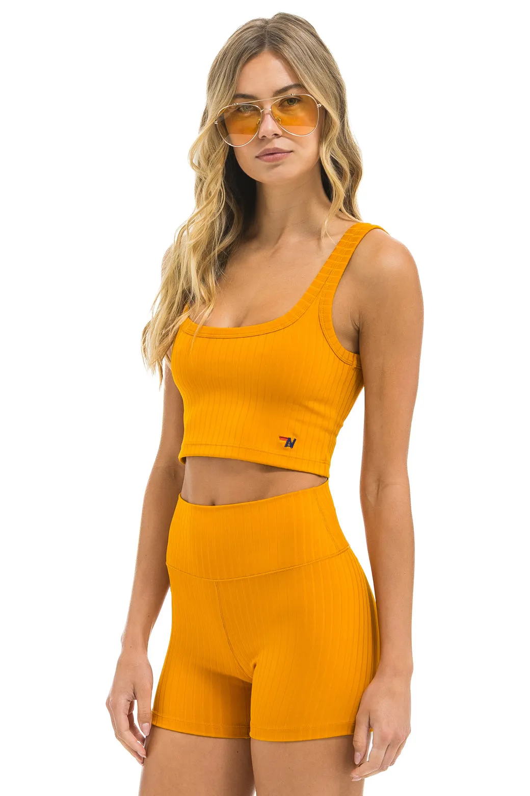 WIDE RIB WOMEN'S SCOOP BACK SPORTS TANK - GOLD sold by Aviator Nation product image thumbnail 2