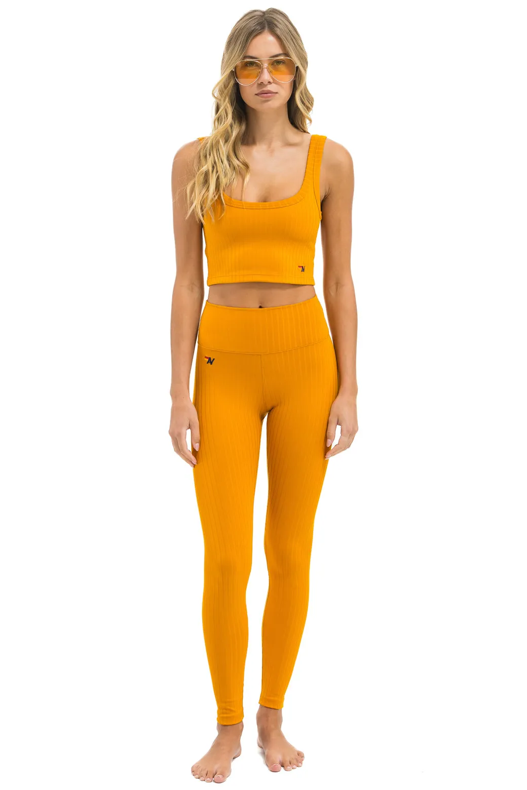WIDE RIB FULL LENGTH HI-RISE LEGGINGS - GOLD sold by Aviator Nation