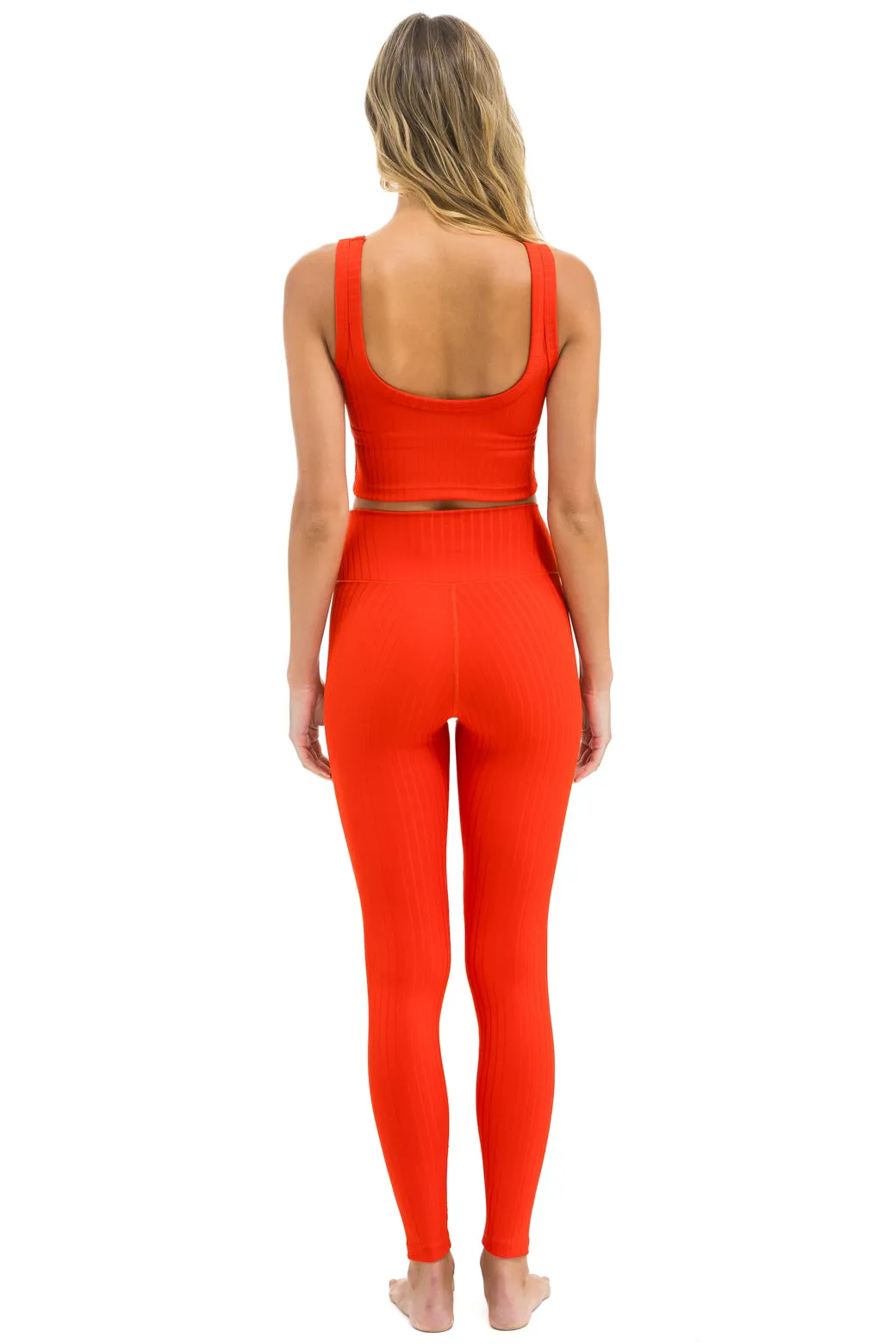 WIDE RIB FULL LENGTH HI-RISE LEGGINGS - BRIGHT RED sold by Aviator Nation product image thumbnail 3