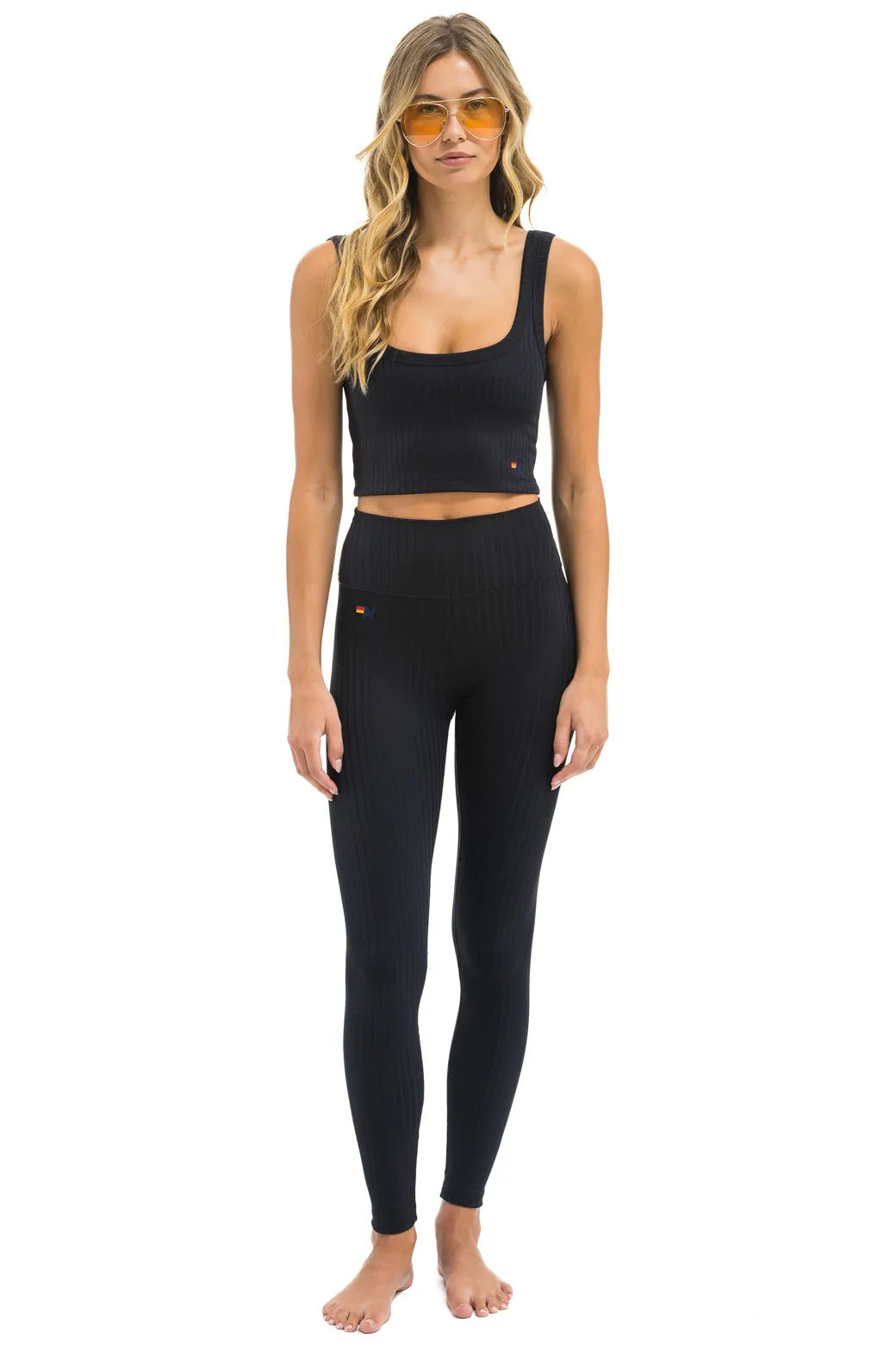 WIDE RIB FULL LENGTH HI-RISE LEGGINGS - BLACK sold by Aviator Nation