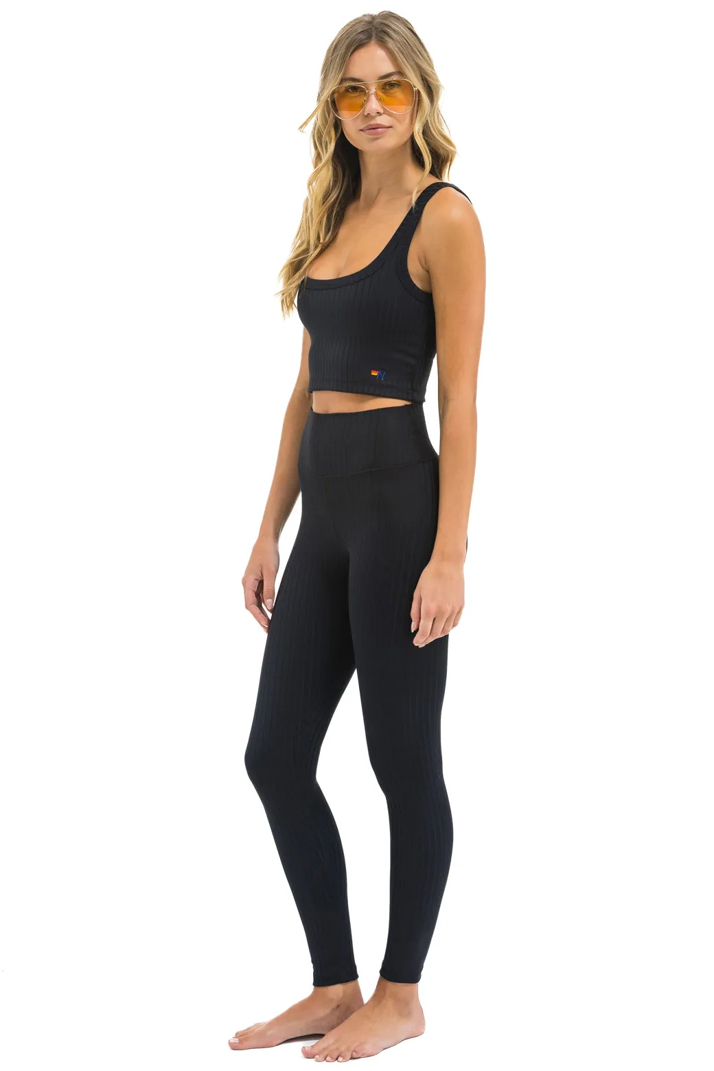 WIDE RIB FULL LENGTH HI-RISE LEGGINGS - BLACK sold by Aviator Nation product image thumbnail 4