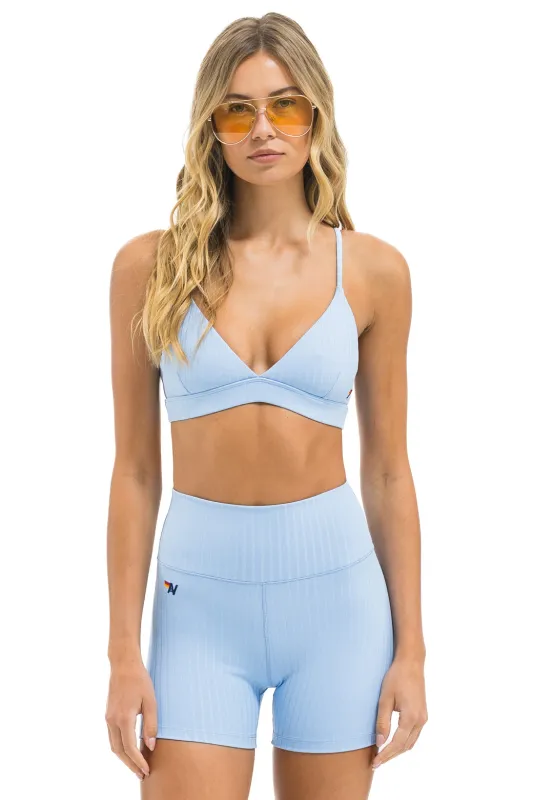 WIDE RIB 4IN HI-RISE BIKER SHORT - SKY sold by Aviator Nation