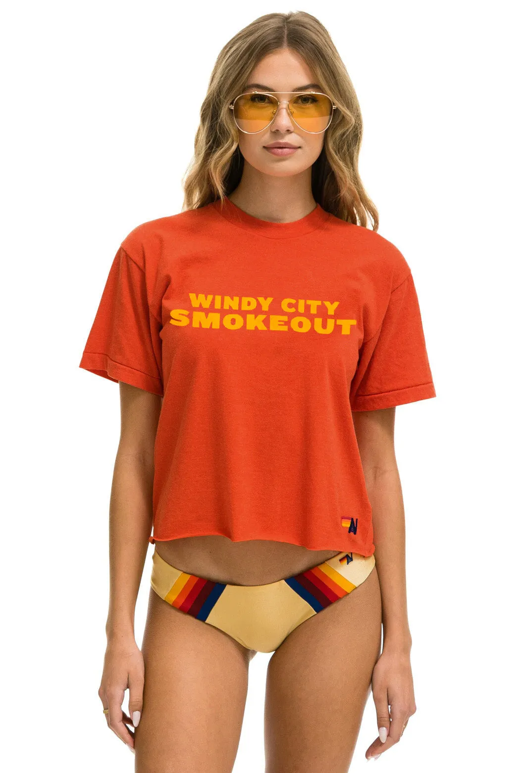 WINDY CITY SMOKEOUT 2025 BOYFRIEND TEE SHIRT - ORANGE sold by Aviator Nation