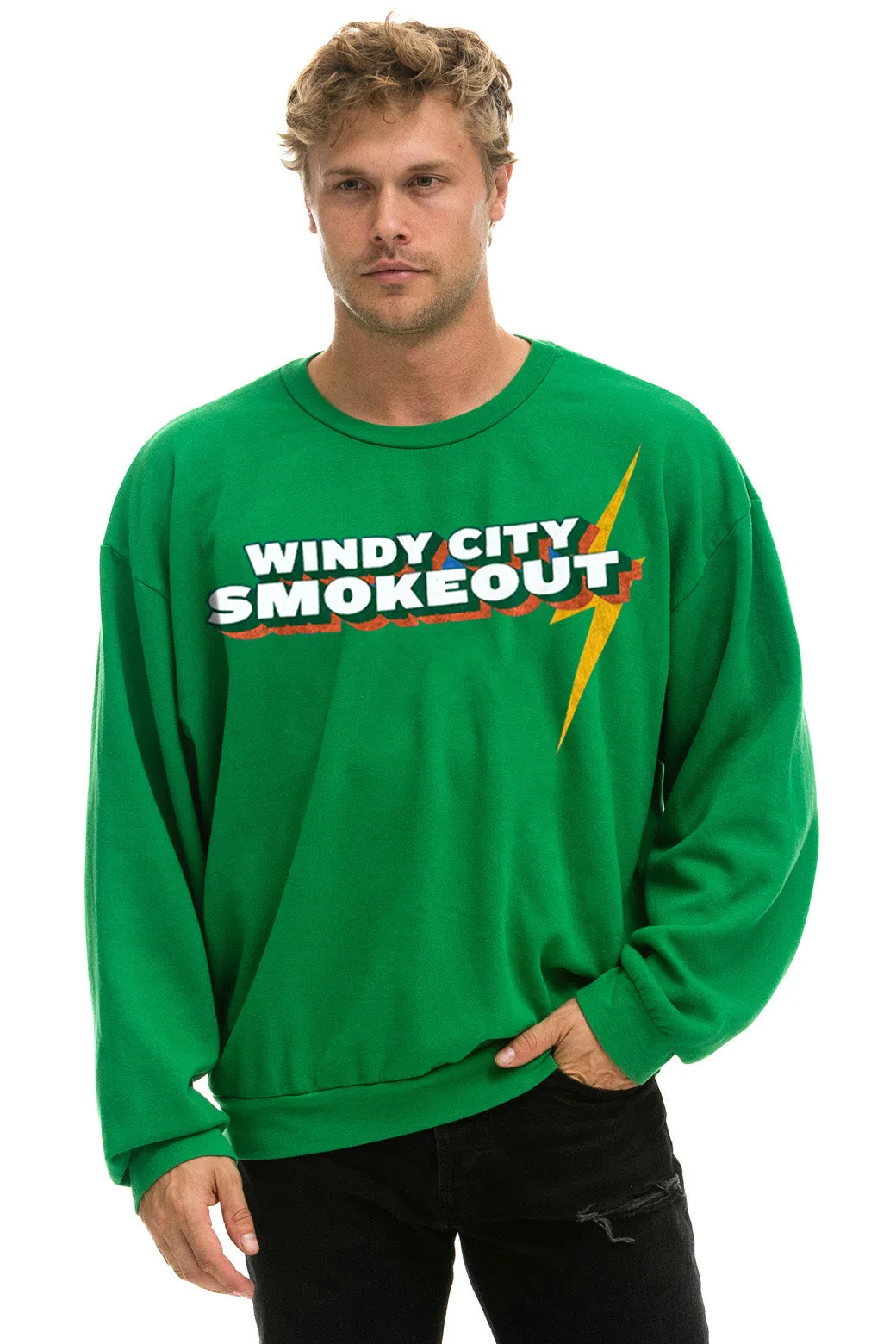 WINDY CITY SMOKEOUT 2025 CREW SWEATSHIRT RELAXED - KELLY GREEN sold by Aviator Nation product image thumbnail 2