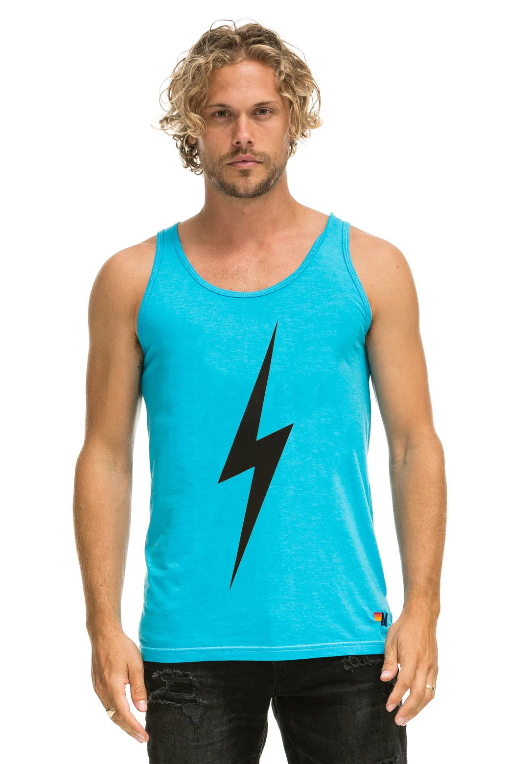 MEN'S BOLT TANK - NEON BLUE sold by Aviator Nation