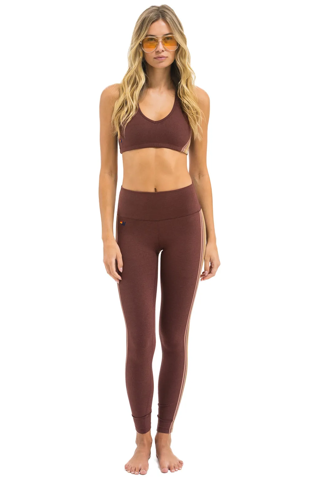 FULL LENGTH HI-RISE 5 STRIPE LEGGINGS - MOCHA sold by Aviator Nation product image thumbnail 2
