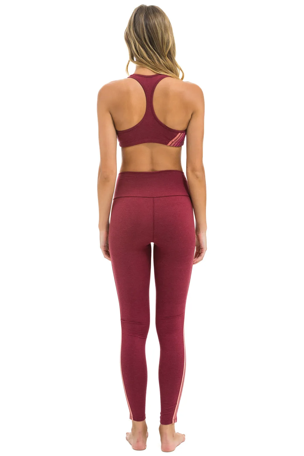 FULL LENGTH HI-RISE 5 STRIPE LEGGINGS - BERRY sold by Aviator Nation product image thumbnail 4