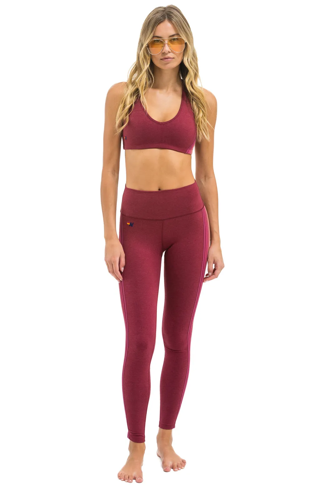 FULL LENGTH HI-RISE 5 STRIPE LEGGINGS - BERRY sold by Aviator Nation product image thumbnail 2