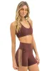 WOMEN'S 5 STRIPE SPORTS BRA - MOCHA sold by Aviator Nation