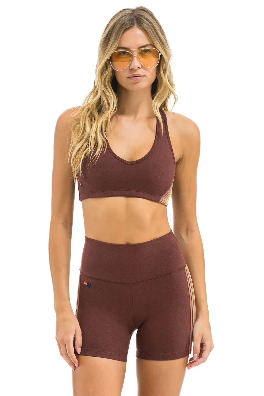 WOMEN'S 5 STRIPE SPORTS BRA - MOCHA sold by Aviator Nation product image thumbnail 2