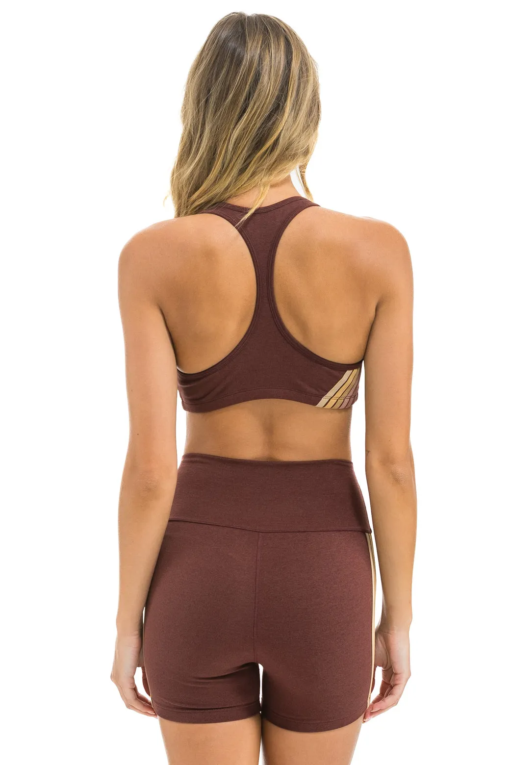 WOMEN'S 5 STRIPE SPORTS BRA - MOCHA sold by Aviator Nation product image thumbnail 4