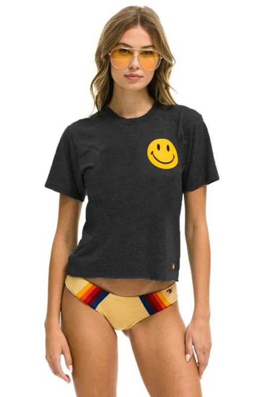 SMILEY 2 BOYFRIEND TEE - CHARCOAL sold by Aviator Nation