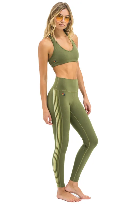 FULL LENGTH HI-RISE 5 STRIPE LEGGINGS - ARMY sold by Aviator Nation