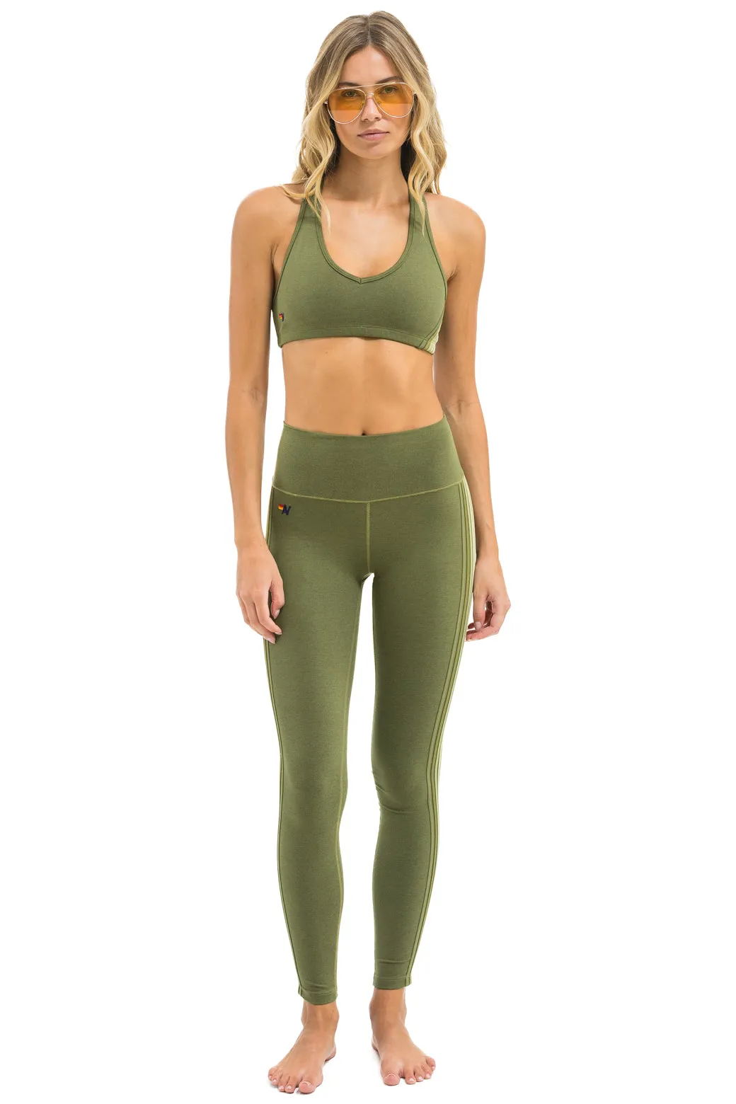 FULL LENGTH HI-RISE 5 STRIPE LEGGINGS - ARMY sold by Aviator Nation product image thumbnail 2