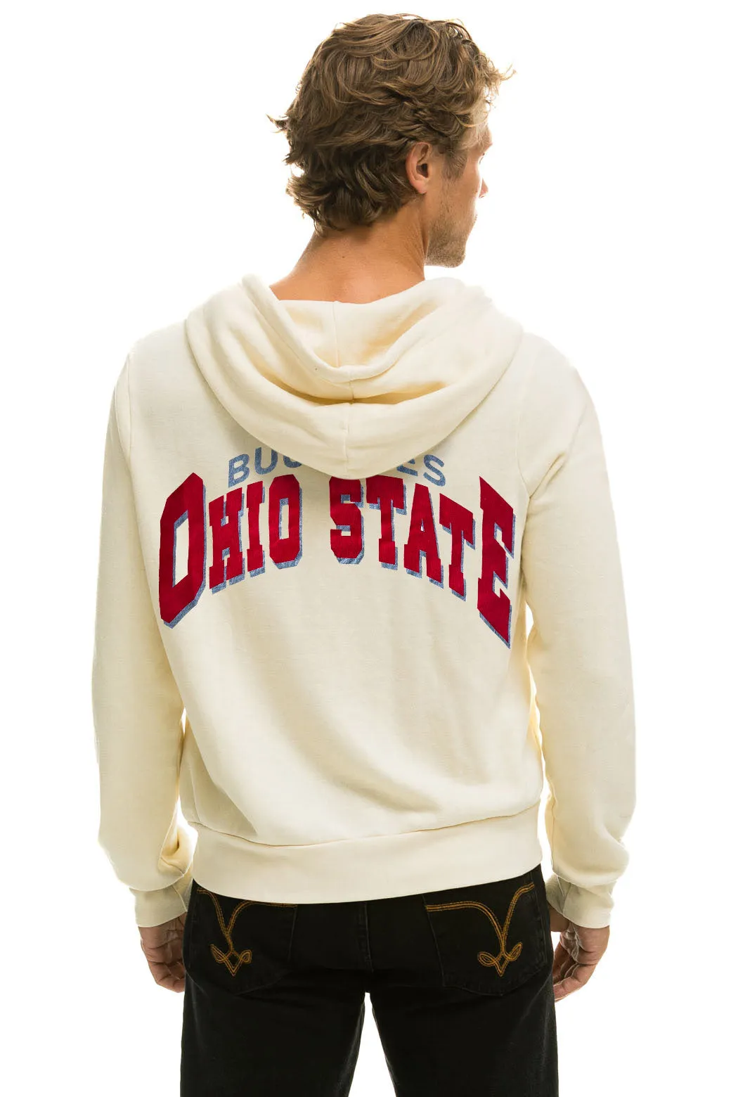 OHIO STATE 5 STRIPE ZIP HOODIE - VINTAGE WHITE sold by Aviator Nation product image thumbnail 4