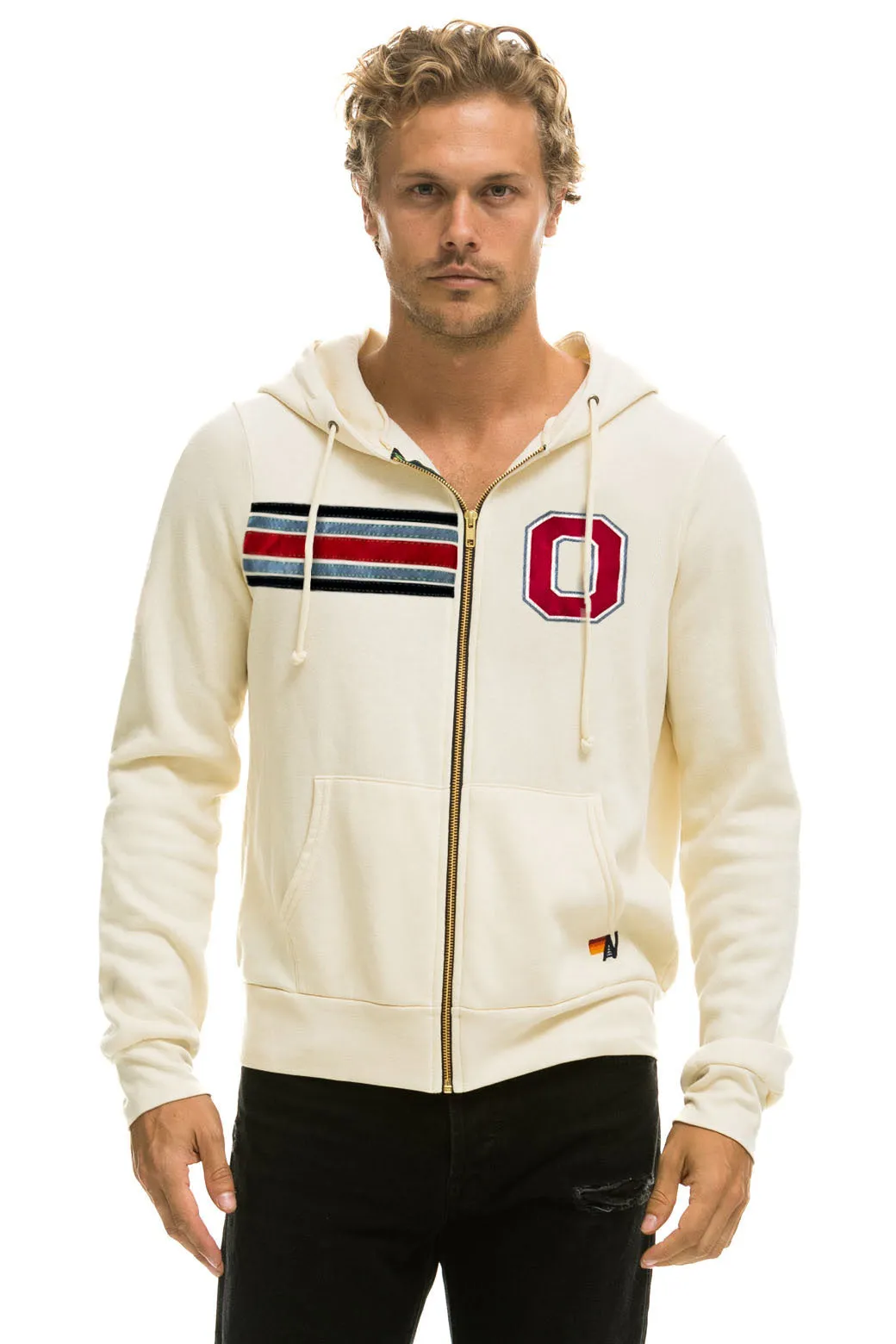 OHIO STATE 5 STRIPE ZIP HOODIE - VINTAGE WHITE sold by Aviator Nation product image thumbnail 3