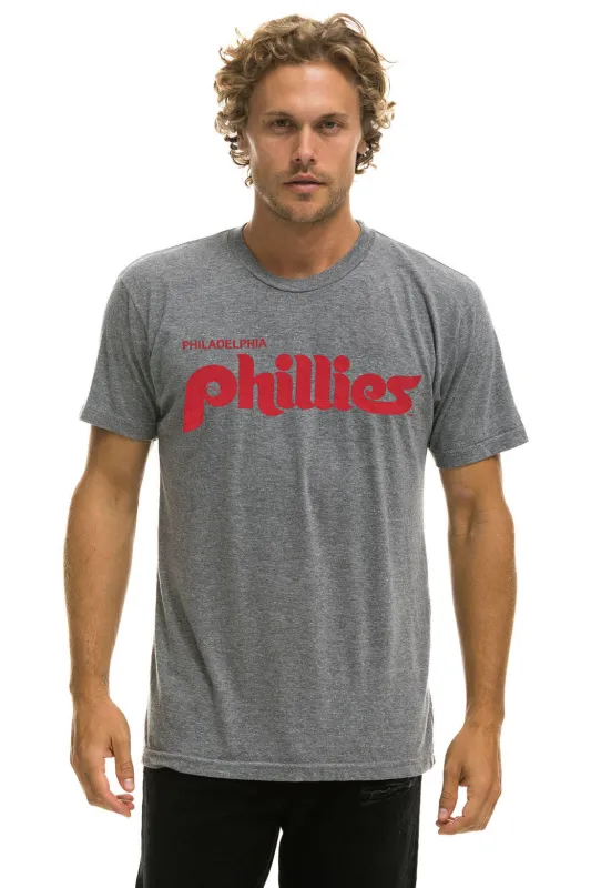 PHILLIES BOLT CREW TEE - HEATHER GREY sold by Aviator Nation