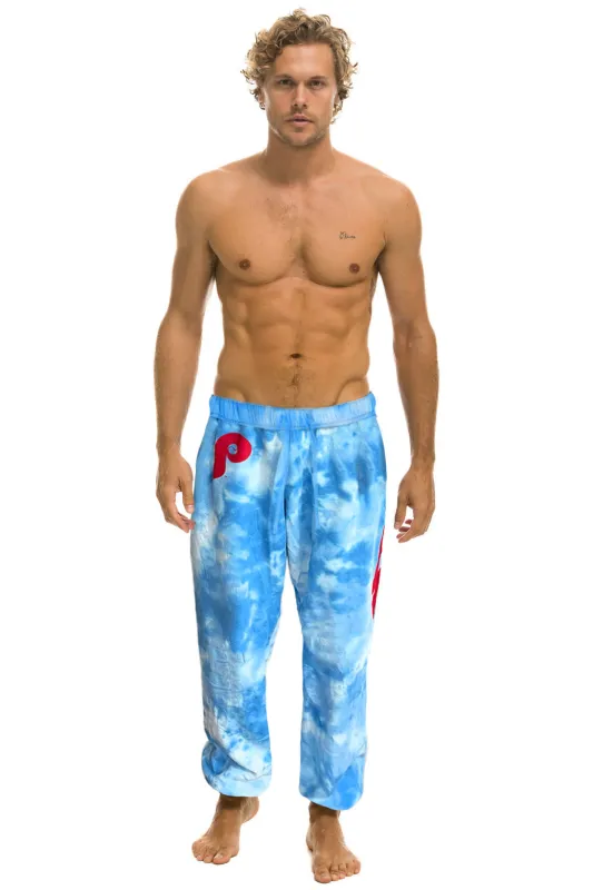 PHILLIES HAND DYED SWEATPANTS - TIE DYE BLUE sold by Aviator Nation
