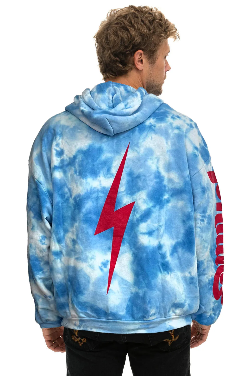 PHILLIES HAND DYED RELAXED PULLOVER HOODIE - TIE DYE BLUE sold by Aviator Nation product image thumbnail 4