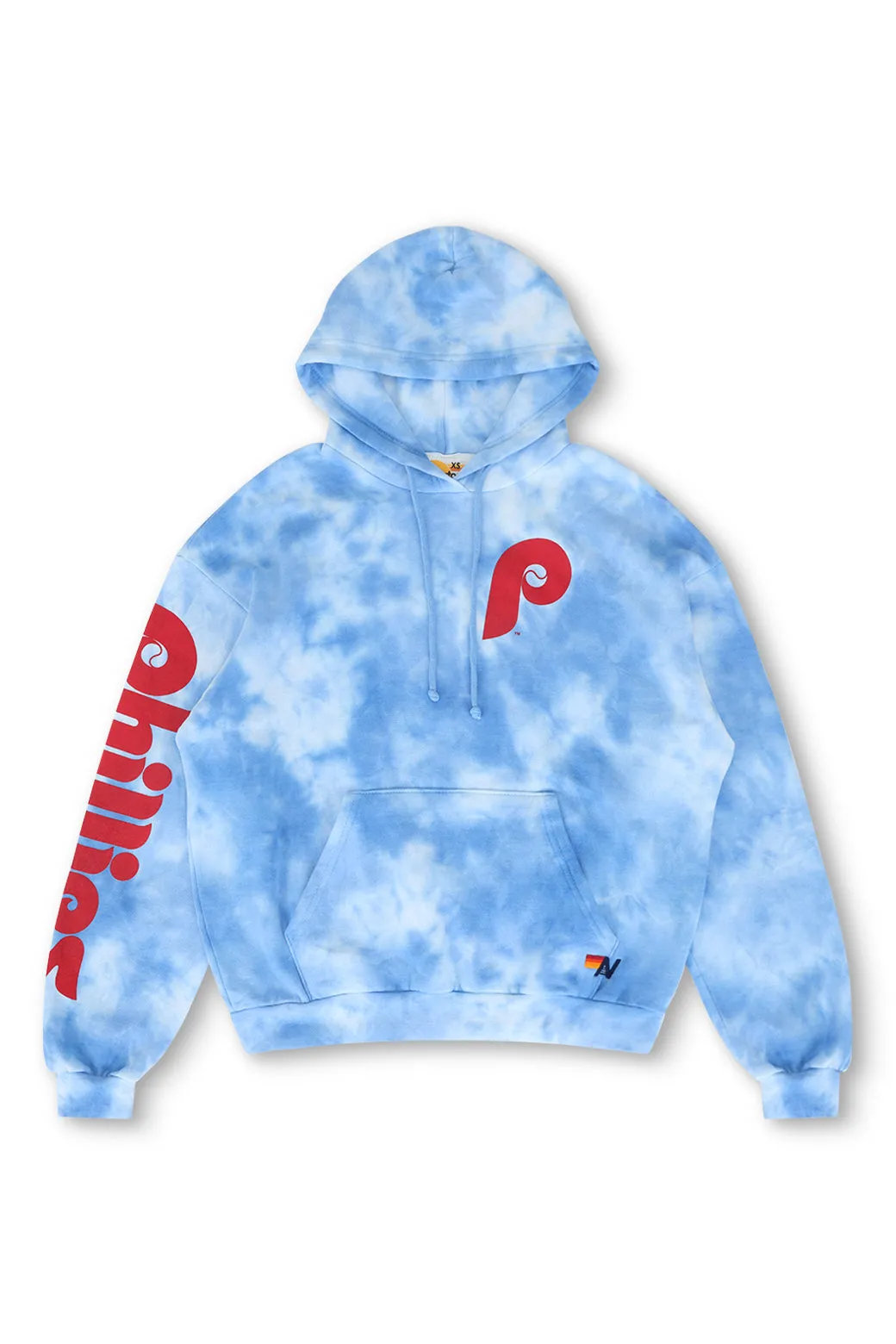 PHILLIES HAND DYED RELAXED PULLOVER HOODIE - TIE DYE BLUE sold by Aviator Nation product image thumbnail 5