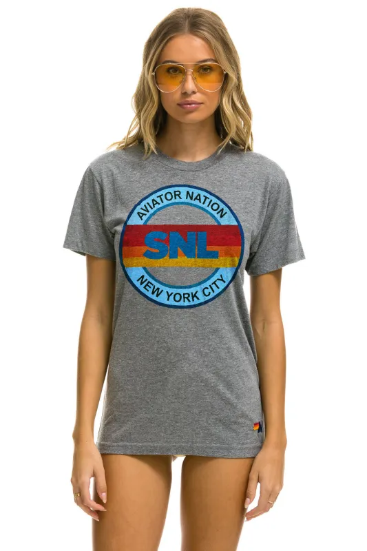 SNL 50TH SEASON SPRING 2025 UNISEX CREW TEE - HEATHER sold by Aviator Nation