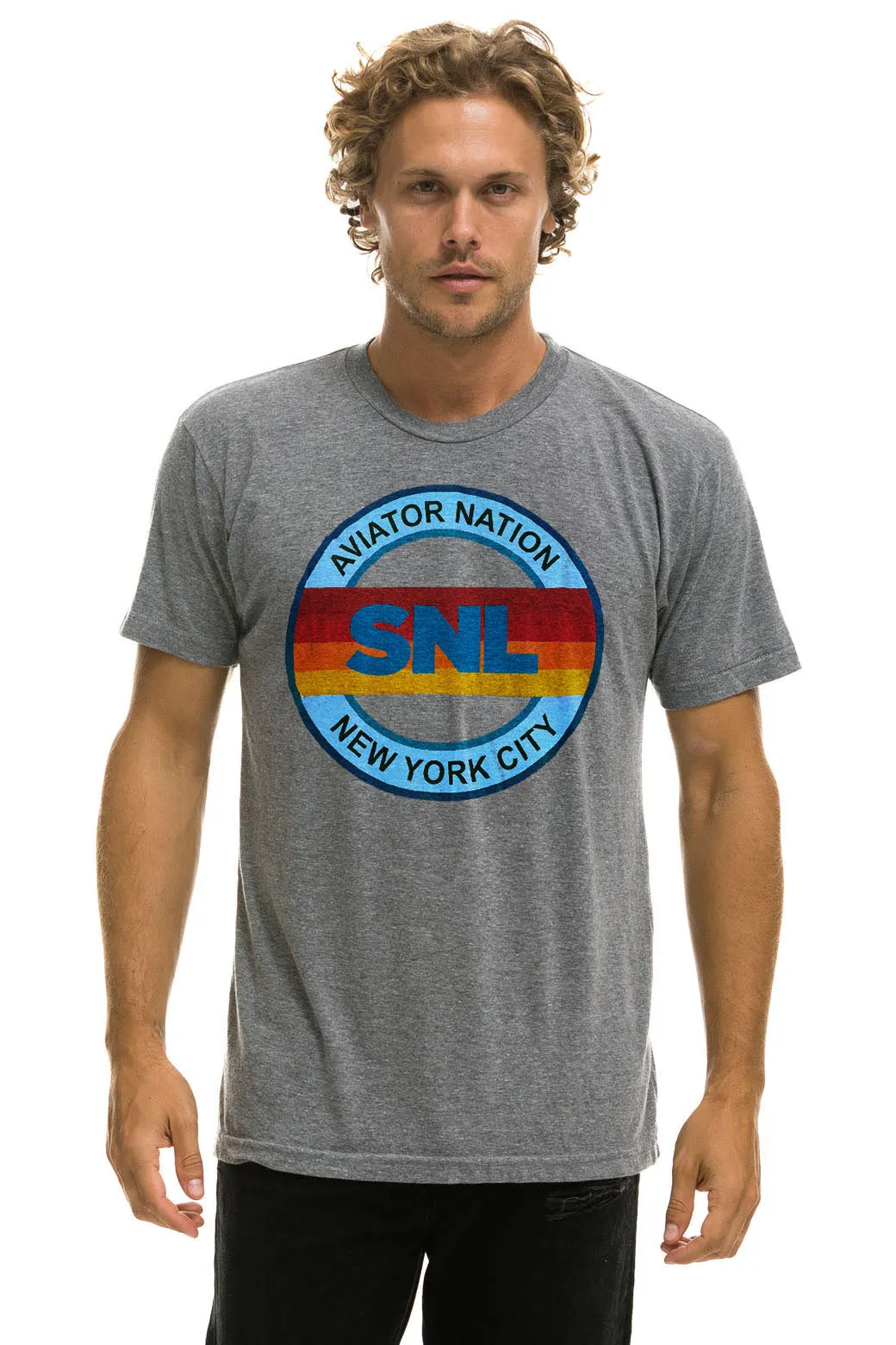 SNL 50TH SEASON SPRING 2025 UNISEX CREW TEE - HEATHER sold by Aviator Nation product image thumbnail 2