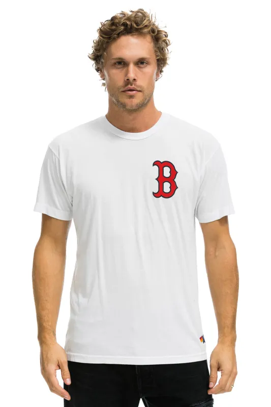 RED SOX BOLT UNISEX CREW TEE - WHITE sold by Aviator Nation