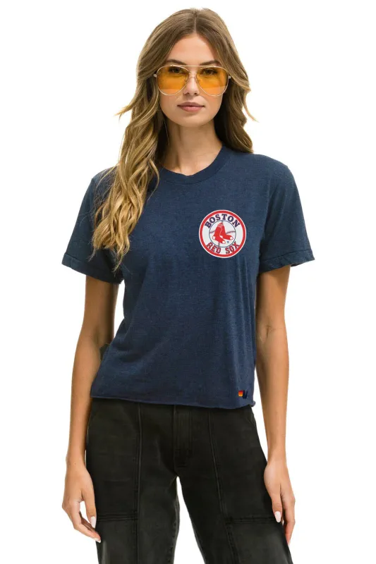 BOSTON RED SOX BOLT WOMEN'S BOYFRIEND TEE - NAVY sold by Aviator Nation