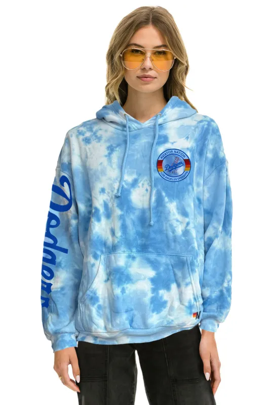 LOS ANGELES DODGERS HAND DYED RELAXED PULLOVER HOODIE - TIE DYE BLUE sold by Aviator Nation