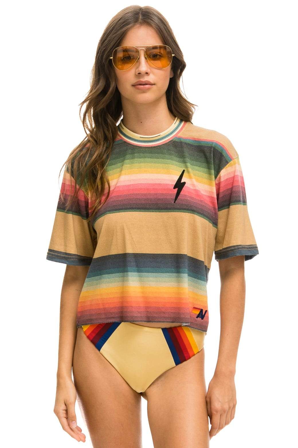 LOGO EMBROIDERY TULUM BOYFRIEND TEE - LIGHT KHAKI sold by Aviator Nation