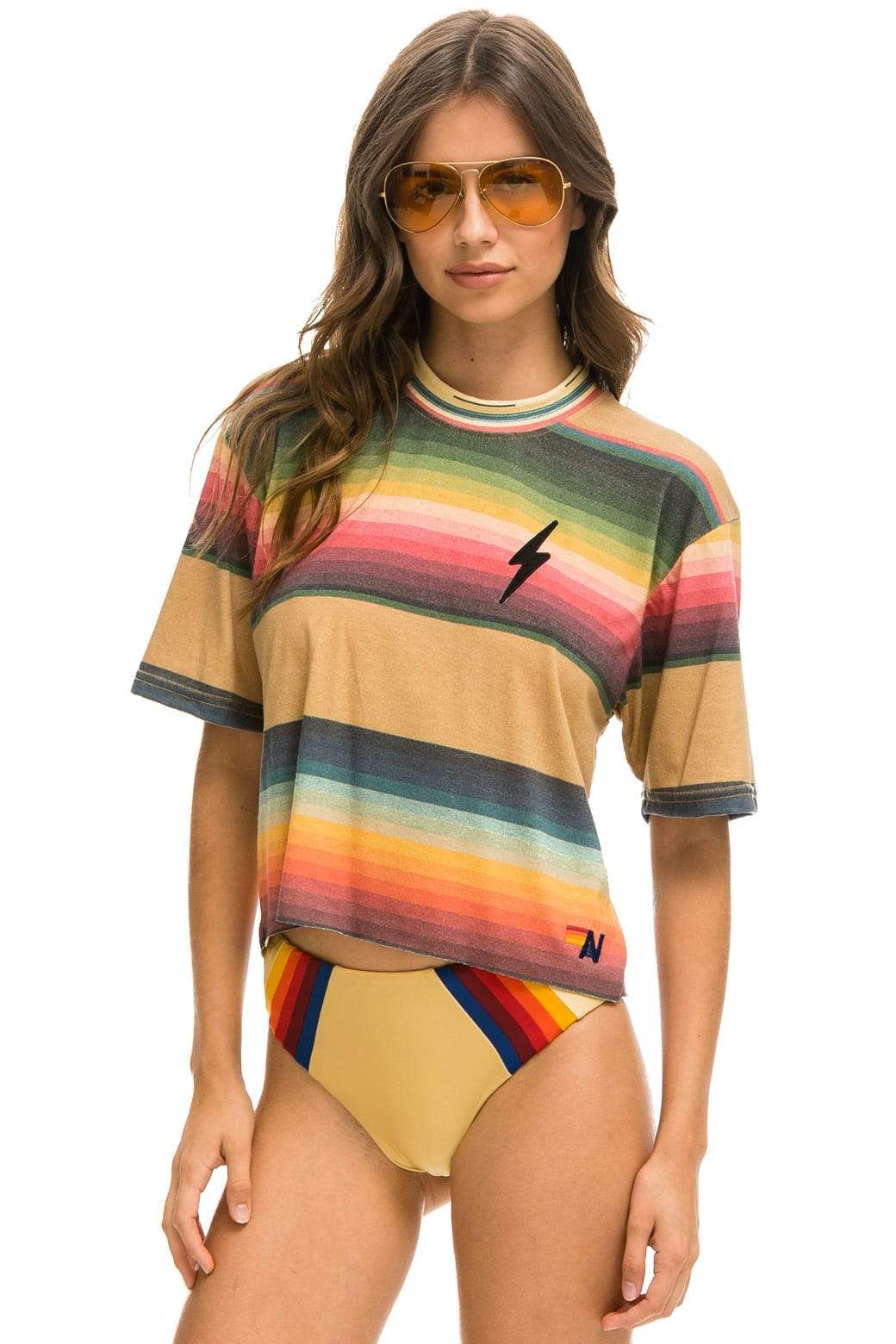 LOGO EMBROIDERY TULUM BOYFRIEND TEE - LIGHT KHAKI sold by Aviator Nation product image thumbnail 3